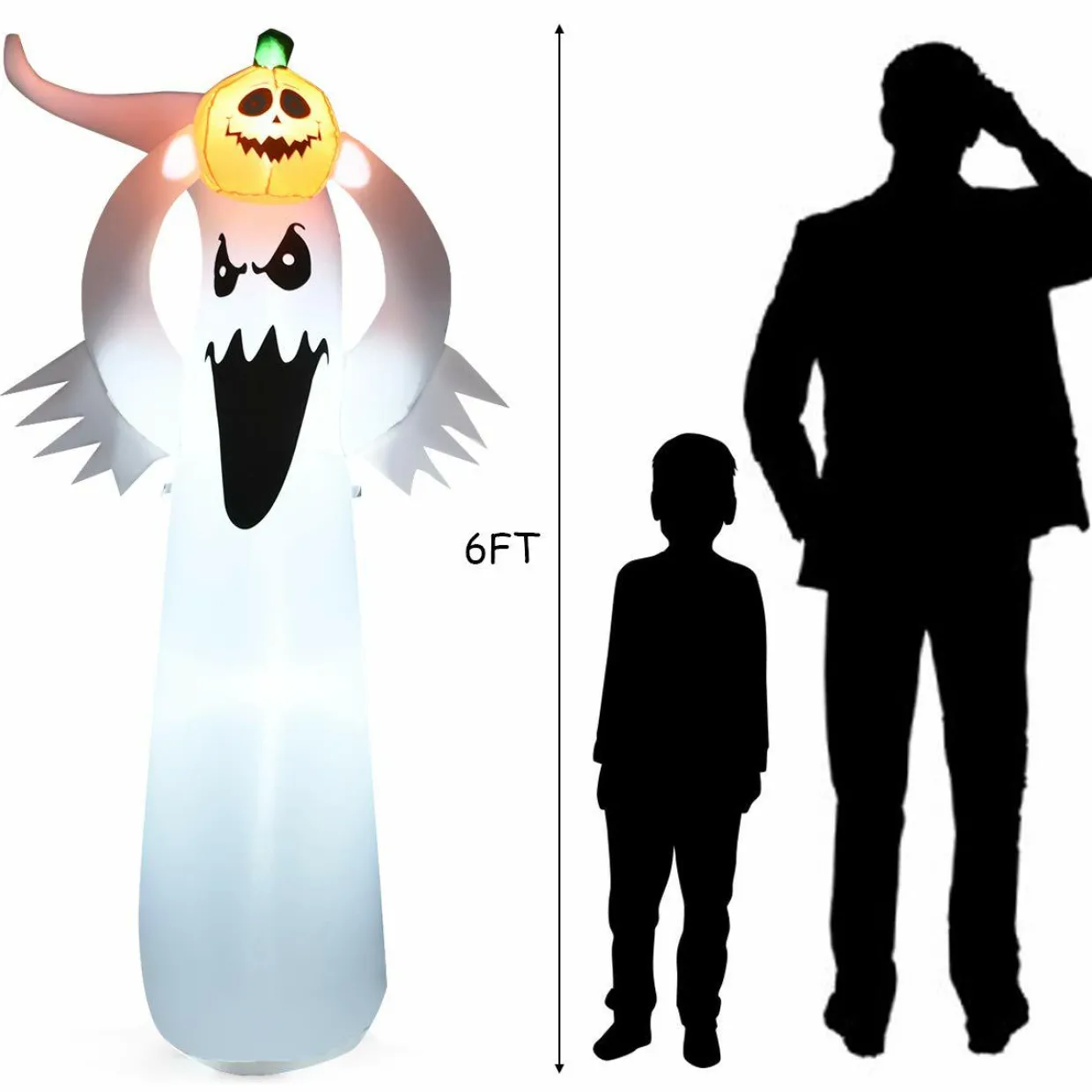 Tangkula Halloween Decorations, Halloween Inflatable Ghost With Led Lights
