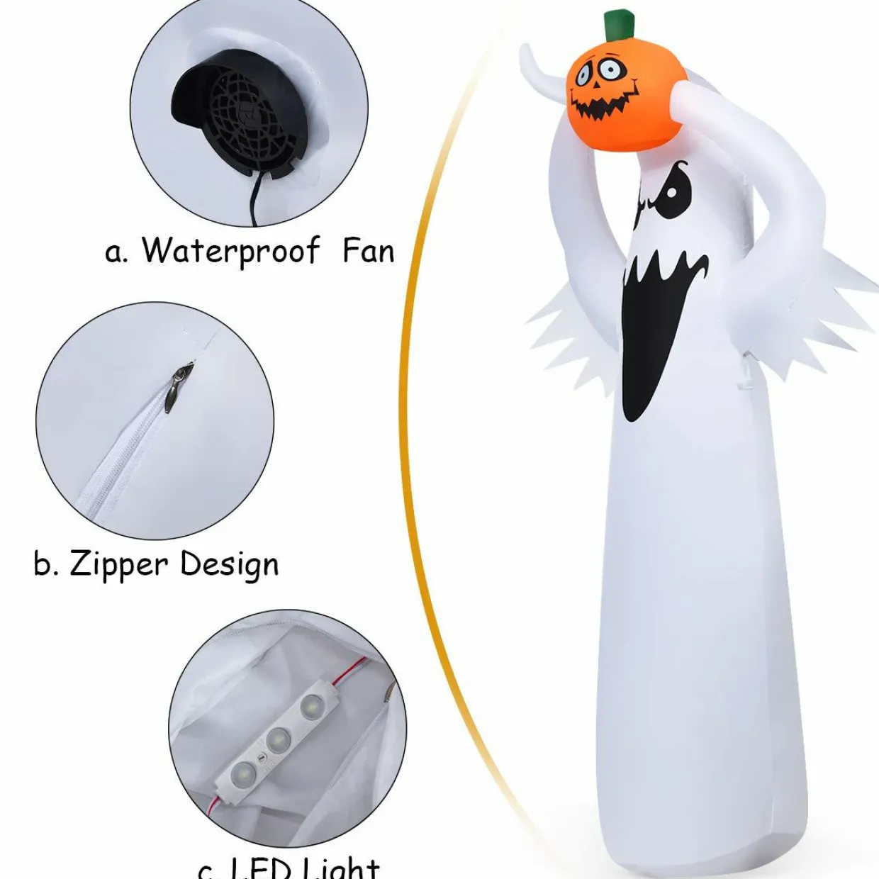 Tangkula Halloween Decorations, Halloween Inflatable Ghost With Led Lights