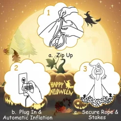 Tangkula Halloween Decorations, Halloween Inflatable Ghost With Led Lights