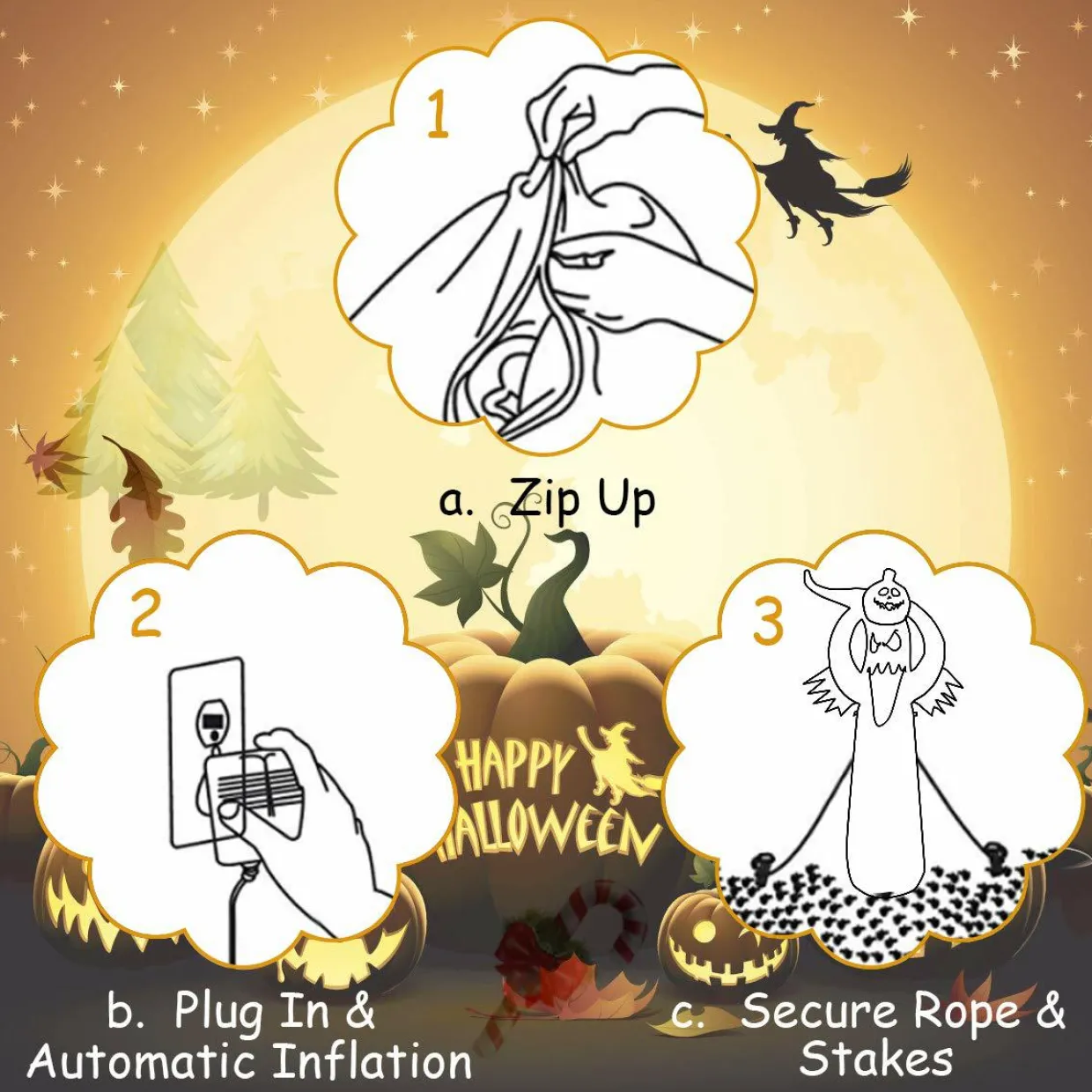 Tangkula Halloween Decorations, Halloween Inflatable Ghost With Led Lights