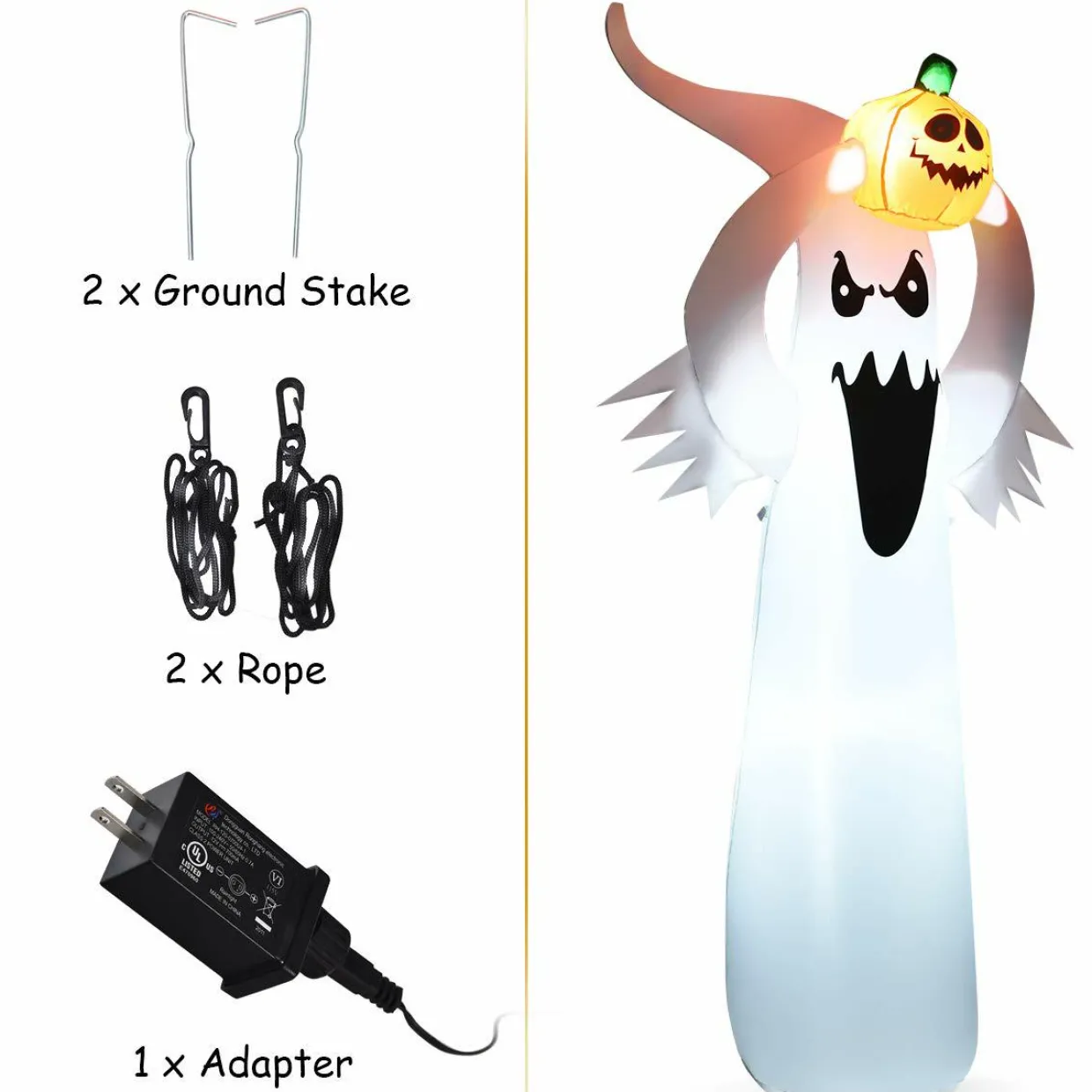 Tangkula Halloween Decorations, Halloween Inflatable Ghost With Led Lights