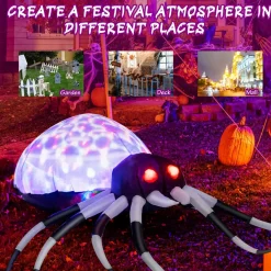 Tangkula Halloween Inflatable Spider with Multi-Color Lights & Built-in Blower, Indoor Outdoor Blowup Spider Decoration