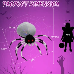 Tangkula Halloween Inflatable Spider with Multi-Color Lights & Built-in Blower, Indoor Outdoor Blowup Spider Decoration