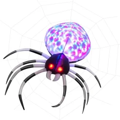 Tangkula Halloween Inflatable Spider with Multi-Color Lights & Built-in Blower, Indoor Outdoor Blowup Spider Decoration