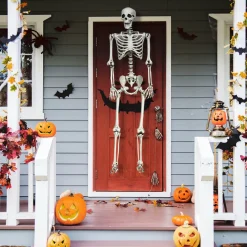 Tangkula Halloween Life Size Full Body Skeleton, 5.4Ft Festival Skeleton Prop Decoration