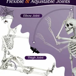 Tangkula Halloween Life Size Full Body Skeleton, 5.4Ft Festival Skeleton Prop Decoration