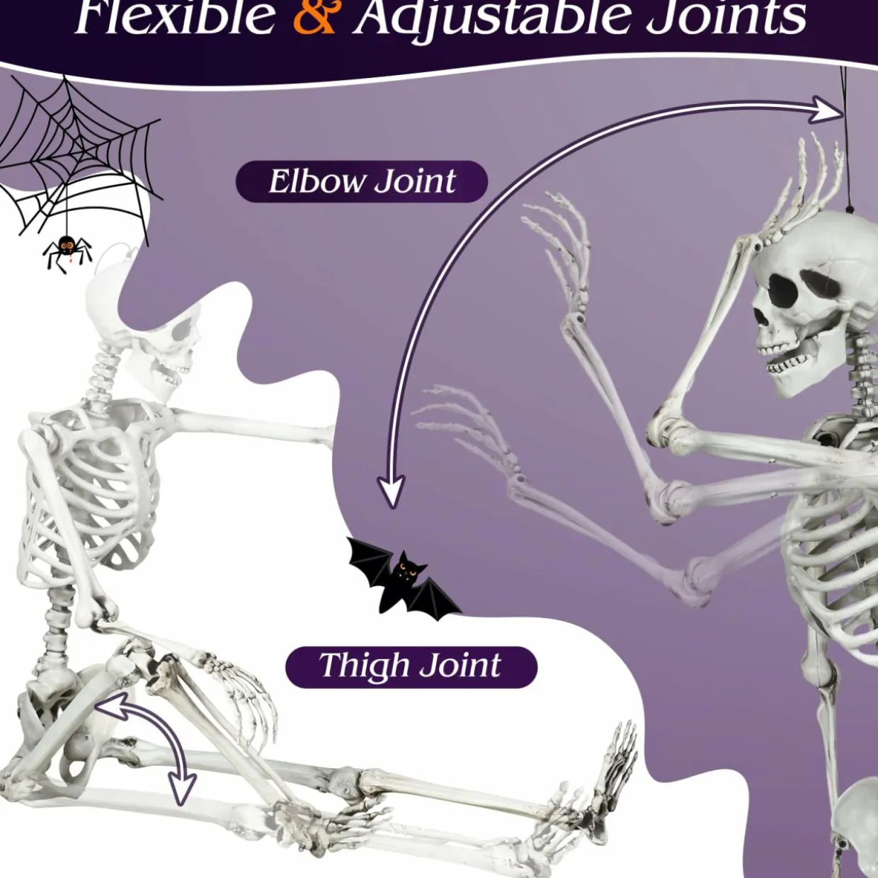 Tangkula Halloween Life Size Full Body Skeleton, 5.4Ft Festival Skeleton Prop Decoration