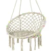 Tangkula Hammock Chair with Lights, Macrame Swing with Tassels, Handwoven Cotton Rope (Milk White)