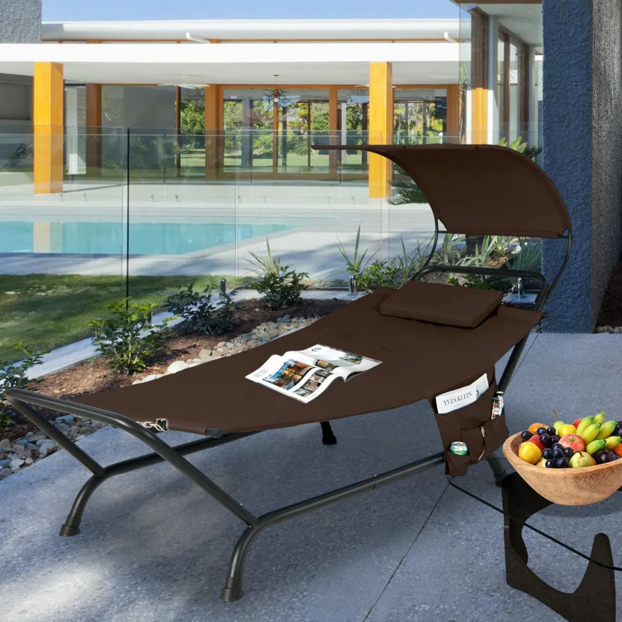 Tangkula Hammock with Stand Included, Heavy Duty Outdoor Hammock with Adjustable Canopy