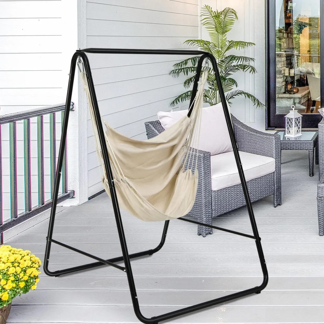 Tangkula Hammock with Stand Included, Freestanding Hammock Chair