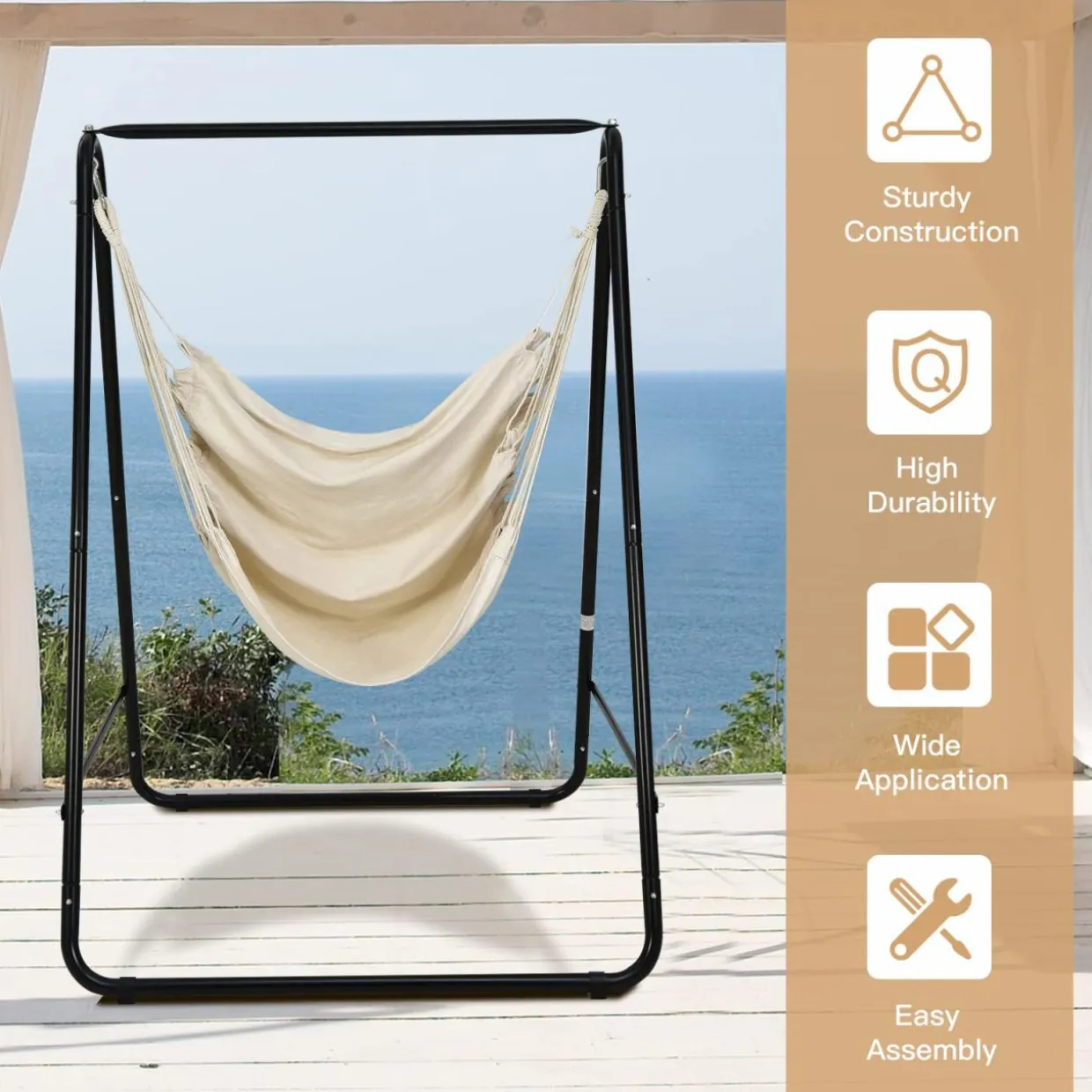Tangkula Hammock with Stand Included, Freestanding Hammock Chair