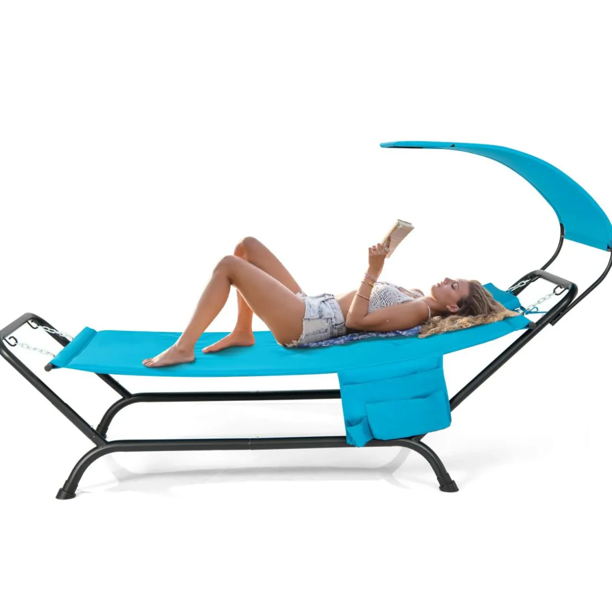 Tangkula Hammock with Stand Included, Heavy Duty Outdoor Hammock with Adjustable Canopy