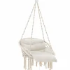 Tangkula Hanging Hammock Chair, Boho Style Macrame Hammock Swing with Soft Cushions, Tassels