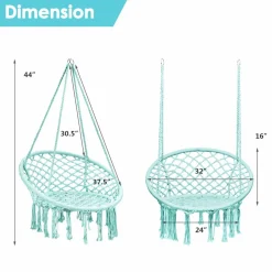 Tangkula Hanging Hammock Chair, Macrame Swing Chair with Tassels and Heavy-Duty Hanging Rings