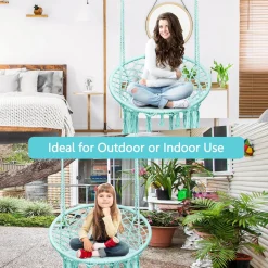 Tangkula Hanging Hammock Chair, Macrame Swing Chair with Tassels and Heavy-Duty Hanging Rings