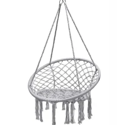 Tangkula Hanging Hammock Chair, Macrame Swing Chair with Tassels and Heavy-Duty Hanging Rings