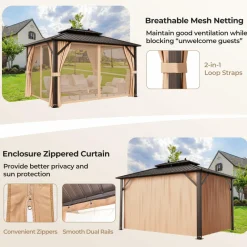 Tangkula Hardtop Gazebo, Patio Gazebo with Galvanized Steel Double Roof & Aluminum Frame