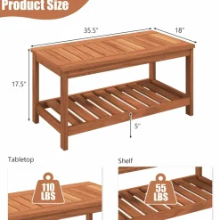 Tangkula Hardwood Outdoor Patio Coffee Table
