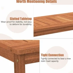 Tangkula Hardwood Outdoor Patio Coffee Table