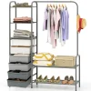 Tangkula Heavy Duty Clothes Rack with 6 Removable Drawers, 3-Tier Open Shelves & 2-Tier Metal Shoe Rack