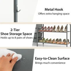 Tangkula Heavy Duty Clothes Rack with 6 Removable Drawers, 3-Tier Open Shelves & 2-Tier Metal Shoe Rack