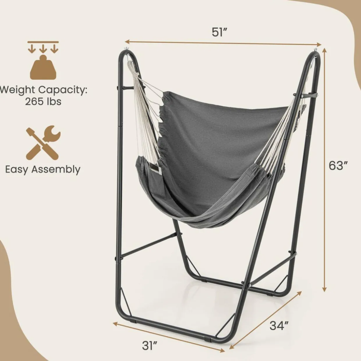 Tangkula Heavy-Duty Hammock Chair with Stand