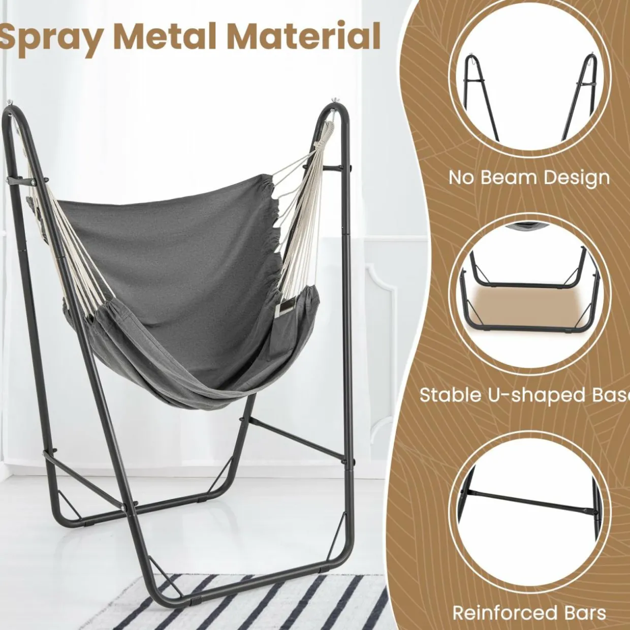 Tangkula Heavy-Duty Hammock Chair with Stand
