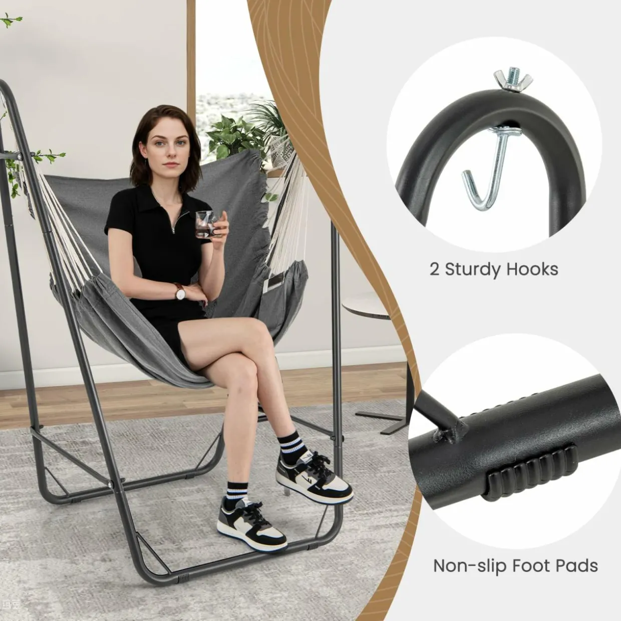 Tangkula Heavy-Duty Hammock Chair with Stand