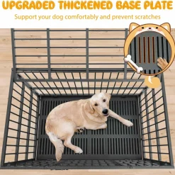 Tangkula Heavy-Duty Metal Dog Crate, Foldable Dog Kennel Crate with Lockable Wheels & Doors for Medium & Large Dogs
