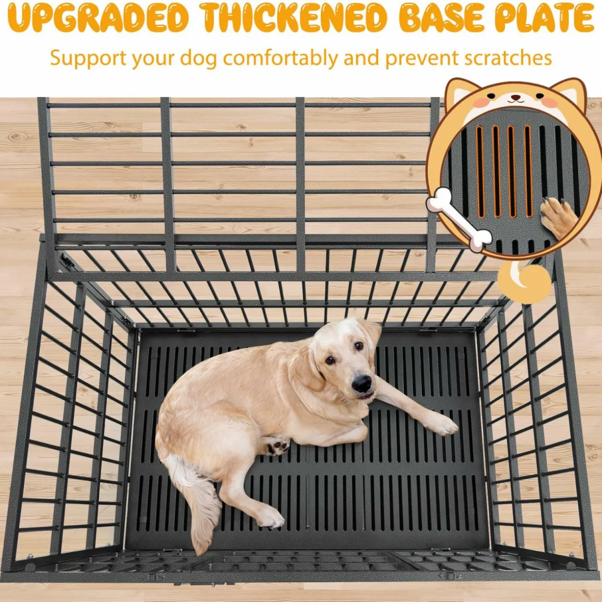 Tangkula Heavy-Duty Metal Dog Crate, Foldable Dog Kennel Crate with Lockable Wheels & Doors for Medium & Large Dogs