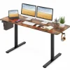 Tangkula Height Adjustable Electric Standing Desk, 63 x 24 Inch Sit Stand Desk with 3 Memory Height Settings