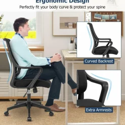 Tangkula Height Adjustable Ergonomic Office Chair, Swivel Computer Chair with Breathable Mesh Back