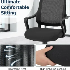 Tangkula Height Adjustable Ergonomic Office Chair, Swivel Computer Chair with Breathable Mesh Back