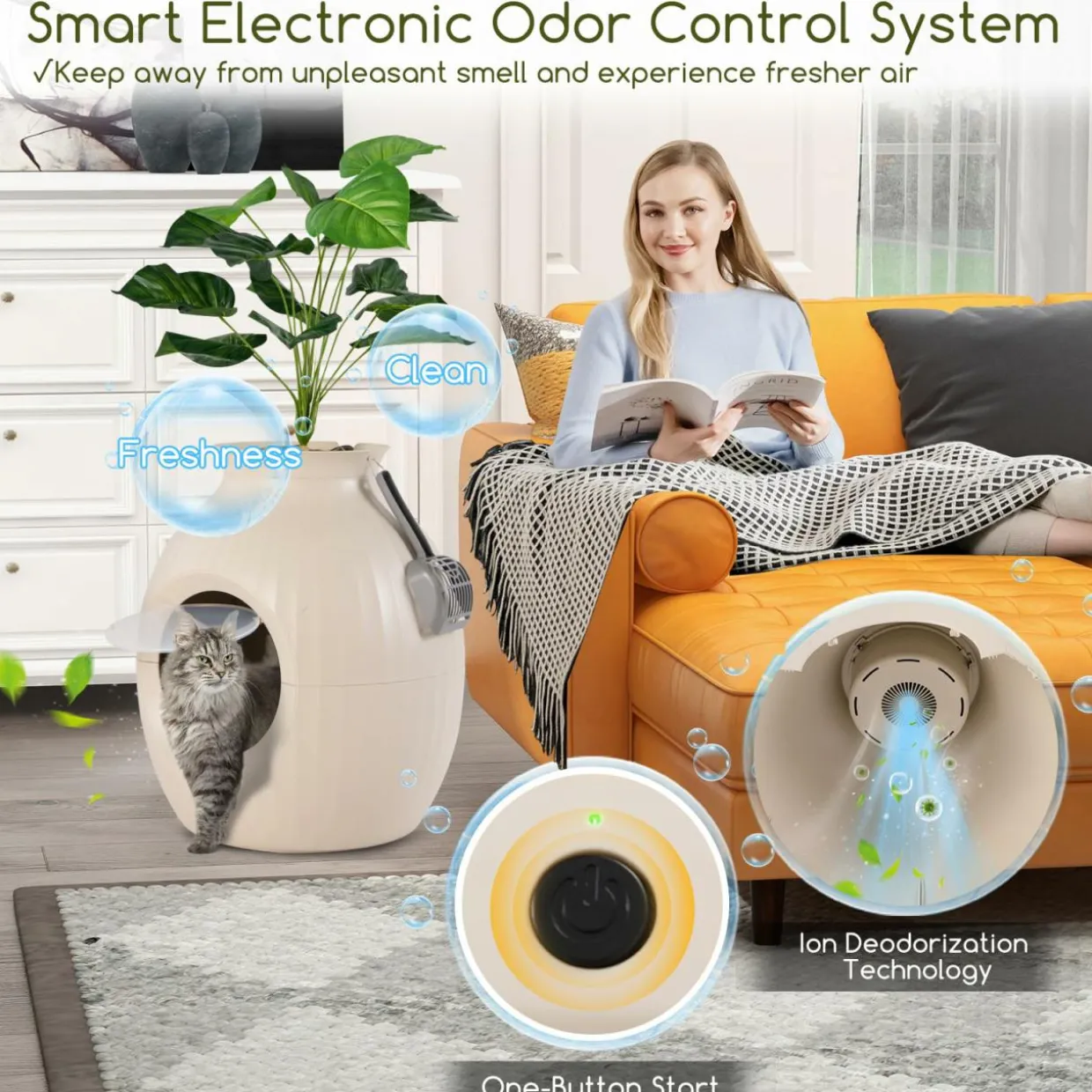 Tangkula Hidden Litter Box Plant, Cat Litter Box Enclosure Furniture with Odor Removal System