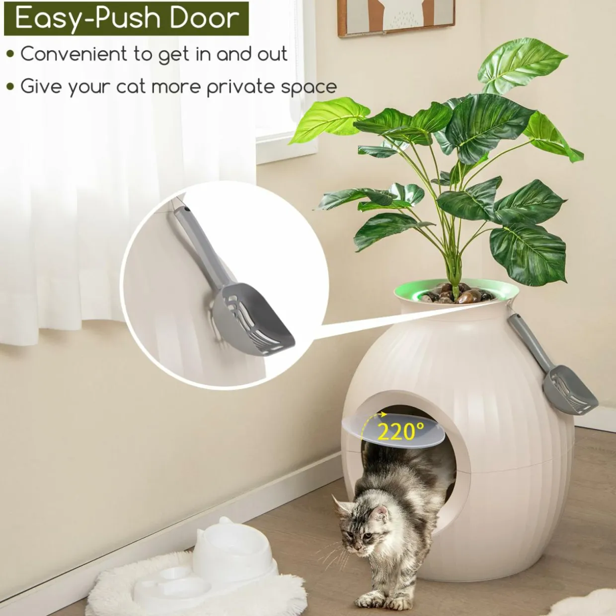 Tangkula Hidden Litter Box Plant, Cat Litter Box Enclosure Furniture with Odor Removal System