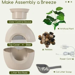 Tangkula Hidden Litter Box Plant, Cat Litter Box Enclosure Furniture with Odor Removal System