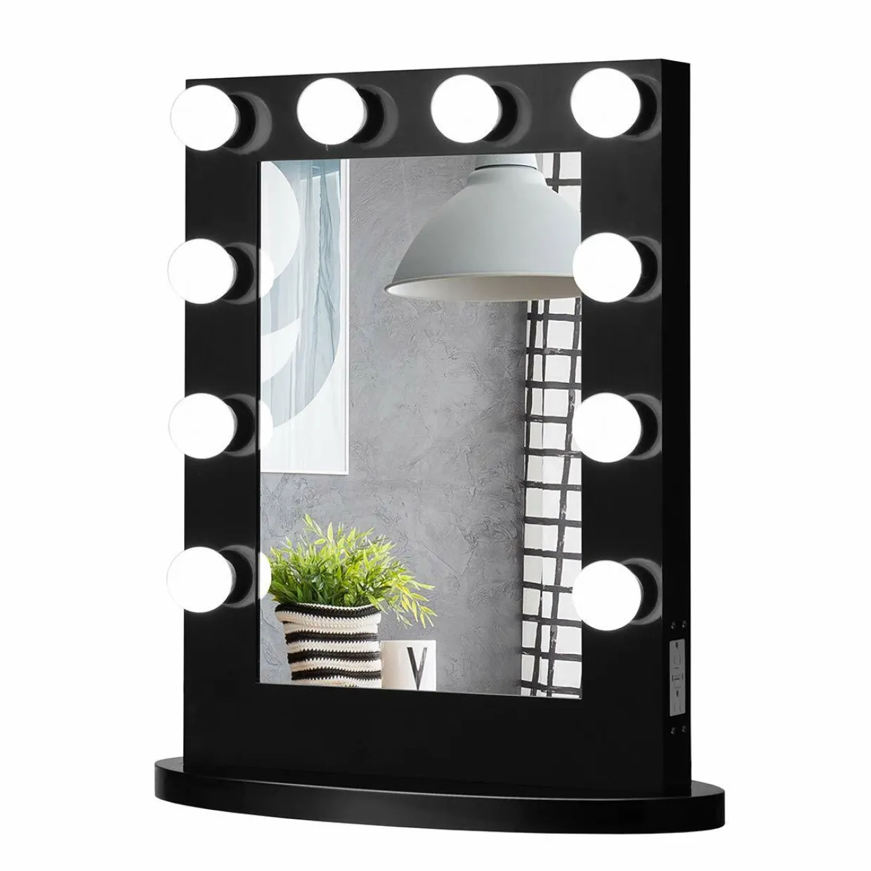 Tangkula Hollywood Makeup Vanity Mirror with Lights, Standing Vanity Makeup Mirror with Detachable Base