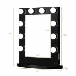 Tangkula Hollywood Makeup Vanity Mirror with Lights, Standing Vanity Makeup Mirror with Detachable Base