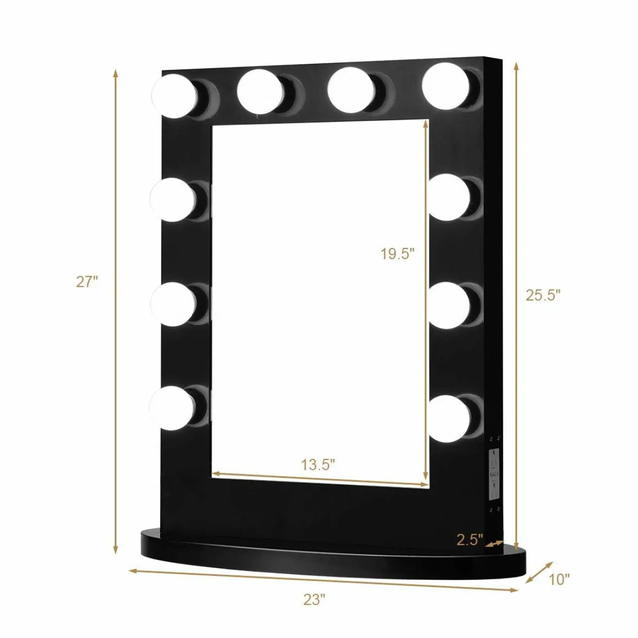 Tangkula Hollywood Makeup Vanity Mirror with Lights, Standing Vanity Makeup Mirror with Detachable Base