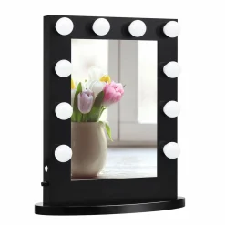 Tangkula Hollywood Makeup Vanity Mirror with Lights, Standing Vanity Makeup Mirror with Detachable Base