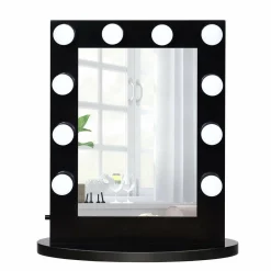 Tangkula Hollywood Makeup Vanity Mirror with Lights, Standing Vanity Makeup Mirror with Detachable Base
