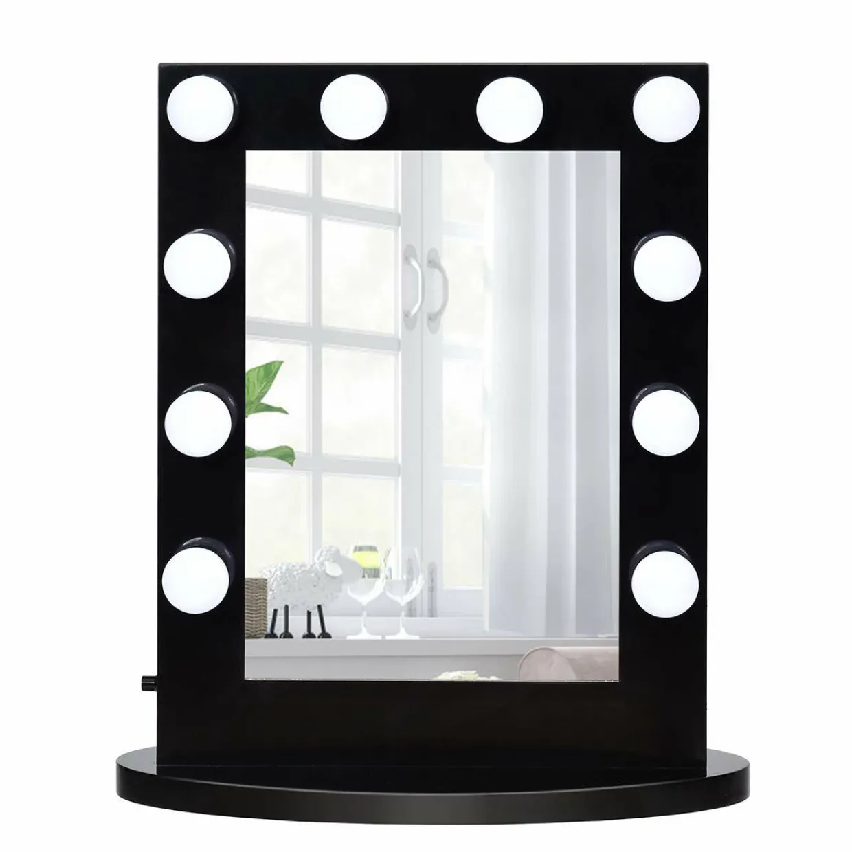 Tangkula Hollywood Makeup Vanity Mirror with Lights, Standing Vanity Makeup Mirror with Detachable Base