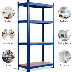 TANGKULA Home Garage Multi-Use Storage Rack with Adjustable Shelves, 4-Tier Garage Shelf