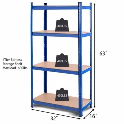 TANGKULA Home Garage Multi-Use Storage Rack with Adjustable Shelves, 4-Tier Garage Shelf