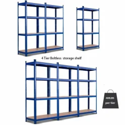TANGKULA Home Garage Multi-Use Storage Rack with Adjustable Shelves, 4-Tier Garage Shelf