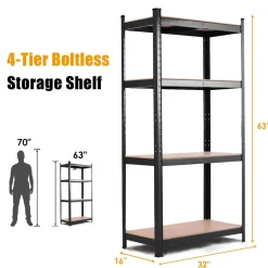 TANGKULA Home Garage Multi-Use Storage Rack with Adjustable Shelves, 4-Tier Garage Shelf