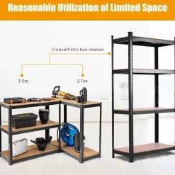 TANGKULA Home Garage Multi-Use Storage Rack with Adjustable Shelves, 4-Tier Garage Shelf