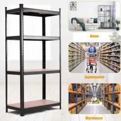 TANGKULA Home Garage Multi-Use Storage Rack with Adjustable Shelves, 4-Tier Garage Shelf