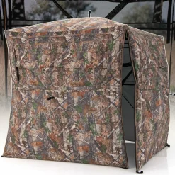 Tangkula Hunting Blind, 2-3 Person 360 Degree One-Way See-Through Ground Blind with Full-Open Door & Sliding Windows