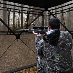 Tangkula Hunting Blind, 2-3 Person 270 Degree See Through Ground Blind with Silent Sliding Windows & Zippered Door